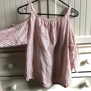 Madewell salmon colored striped shirt